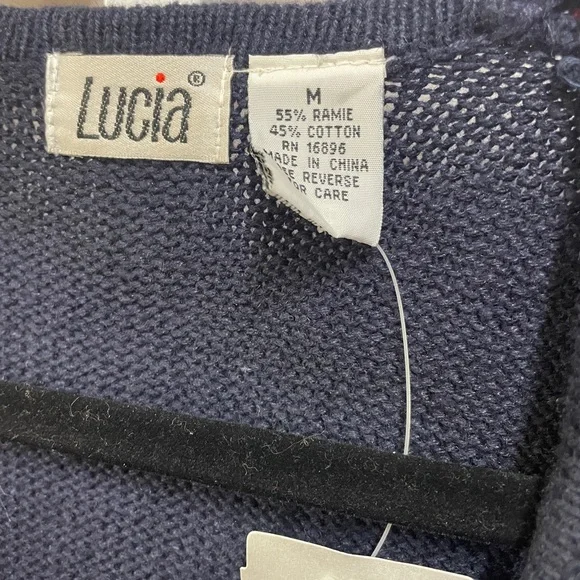 Lucia Floral Embroidered Vintage New Plaid Cottagecore Navy size M Sweater Vest - Picture 2 of 8